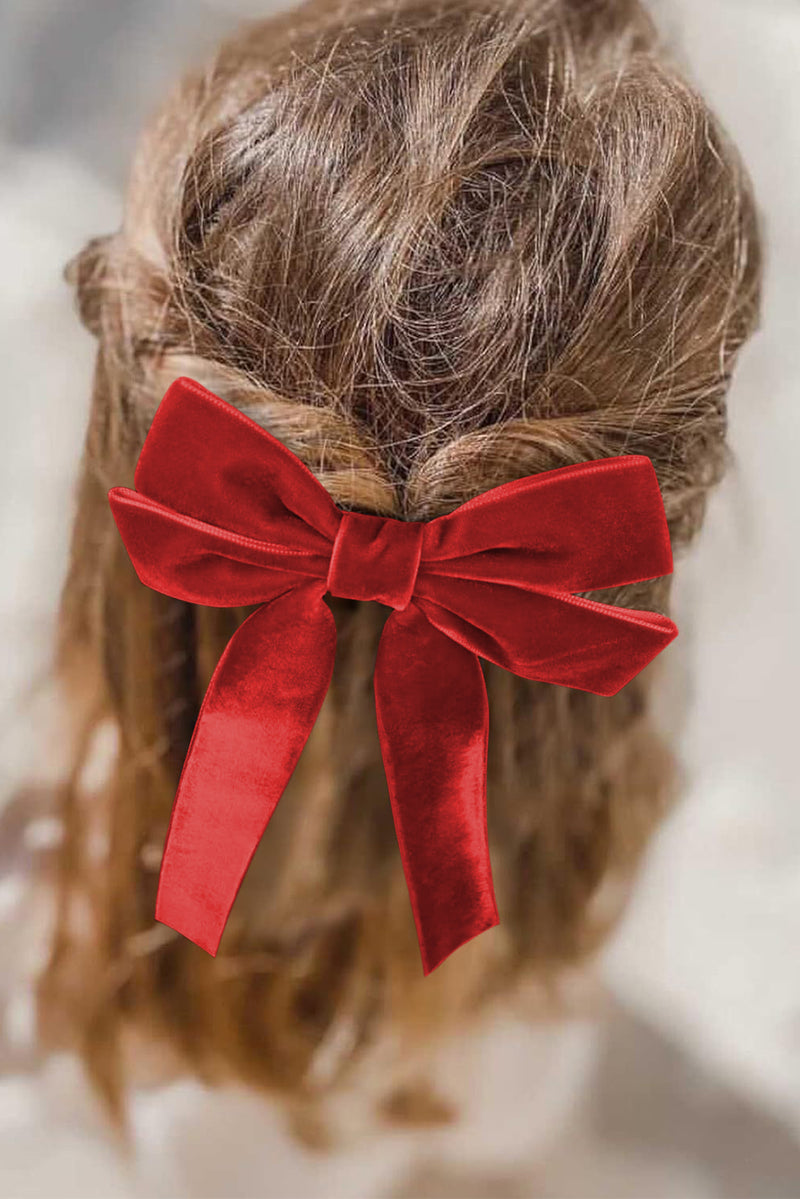 Fiery Red Velvet Bowknot Frenchy Girl Fashion Hair Clip