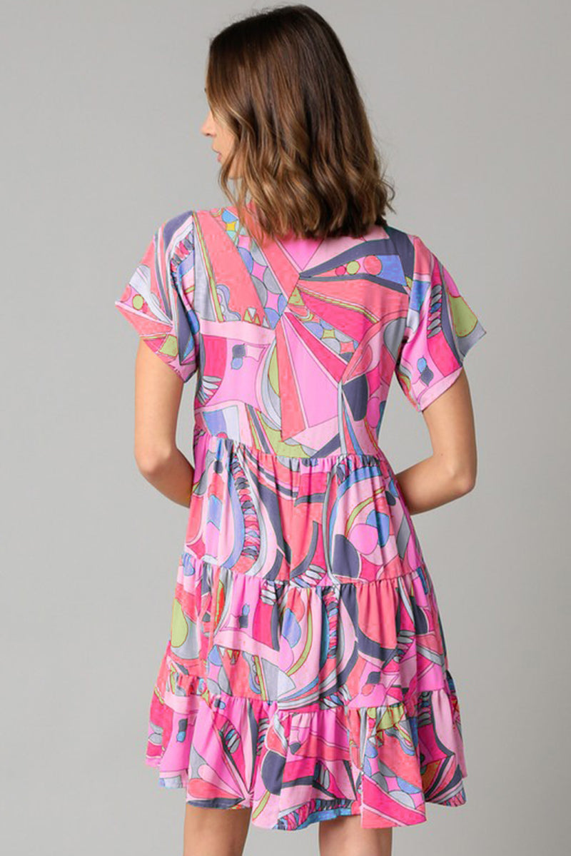 Women's Geometric Abstract Print Long Sleeve Shirt Dress