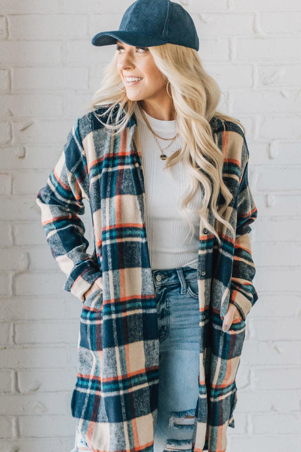 Apricot Mid Length Classic Plaid Shacket