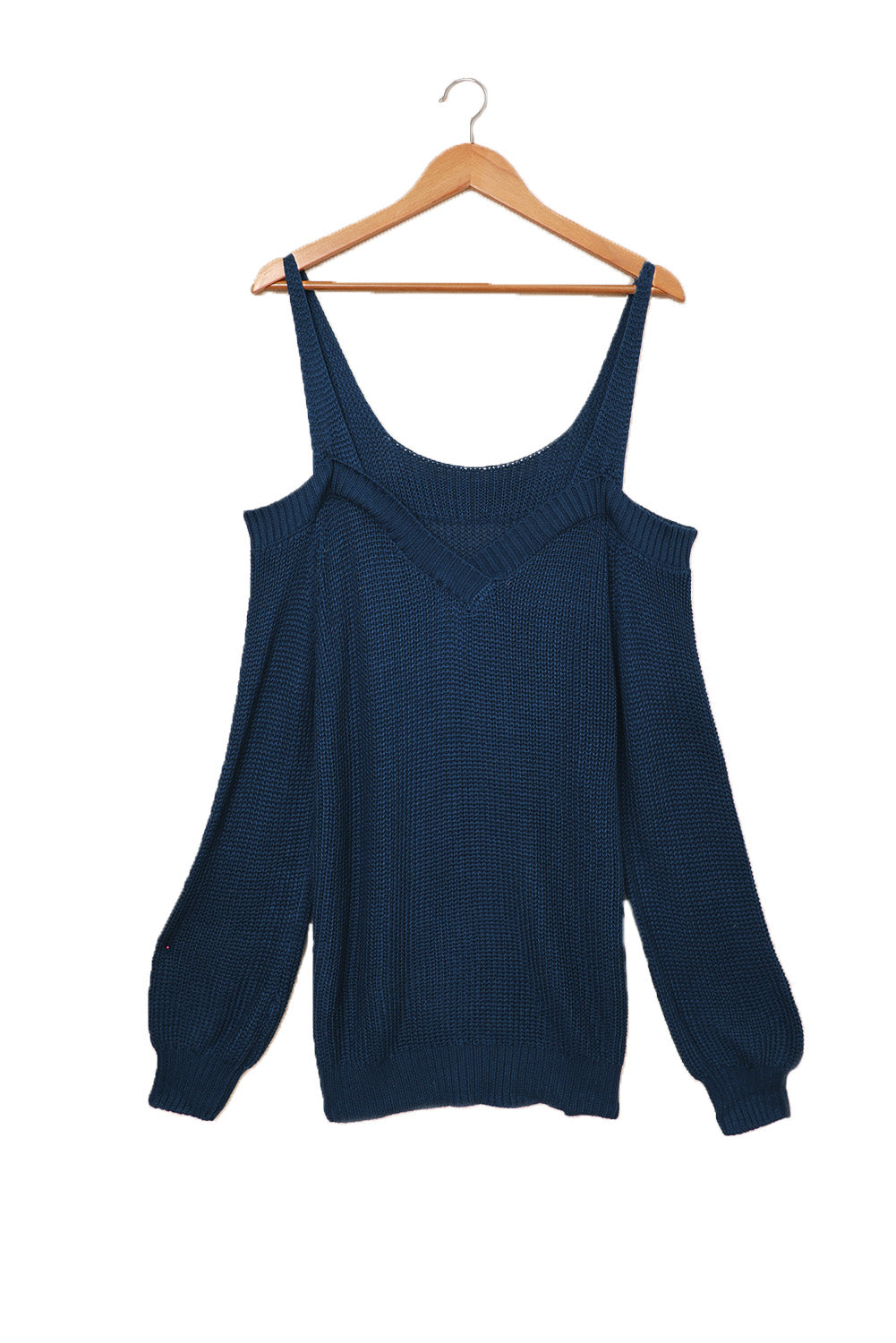 Dark Blue Dew Shoulder Juliette Knitted Sweater