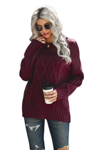 Wine Oversize Thick Pullover Sweater