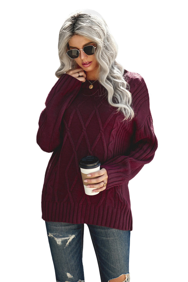 Wine Oversize Thick Pullover Sweater