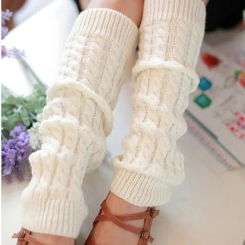 New Japanese Lolita Sweet Girl Leg Warmer Knit Socks Wool Ball Knitted Foot Cover Cosplay Women Autumn Winter Heap Heap Socks