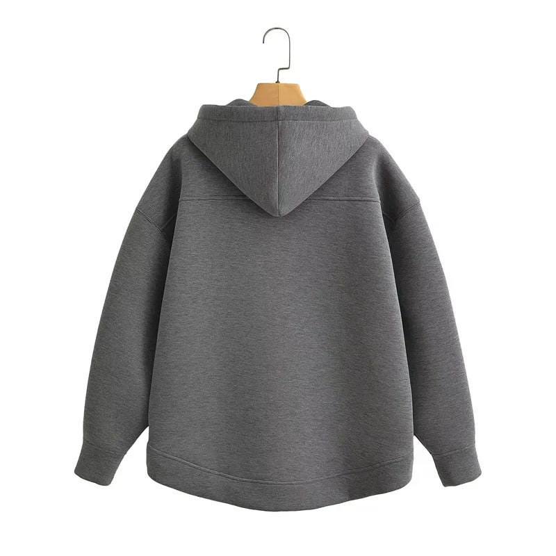 KEYANKETIAN Winter New Women's Zipper Hoodie High Street Unisex style Double Pockets Oversize Loose Sweatshirts Outerwear Top