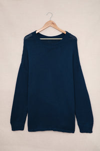 Green Oversize Knitted Drop-shoulder Sleeve Sweater