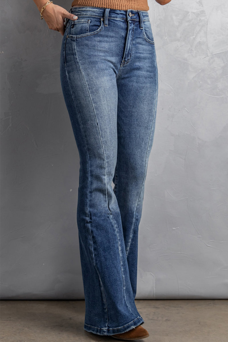 Blank Apparel - High Waist Flare Jeans with Pockets