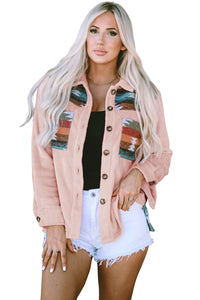 Apricot Western Aztec Patchwork Button-up Shirt Jacket