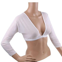 Women Bottoming Sleeve Cover Stylish Mesh Front Button Long Sleeve T-shirt Black White Sleeves Arm Cover Shoulder Tops