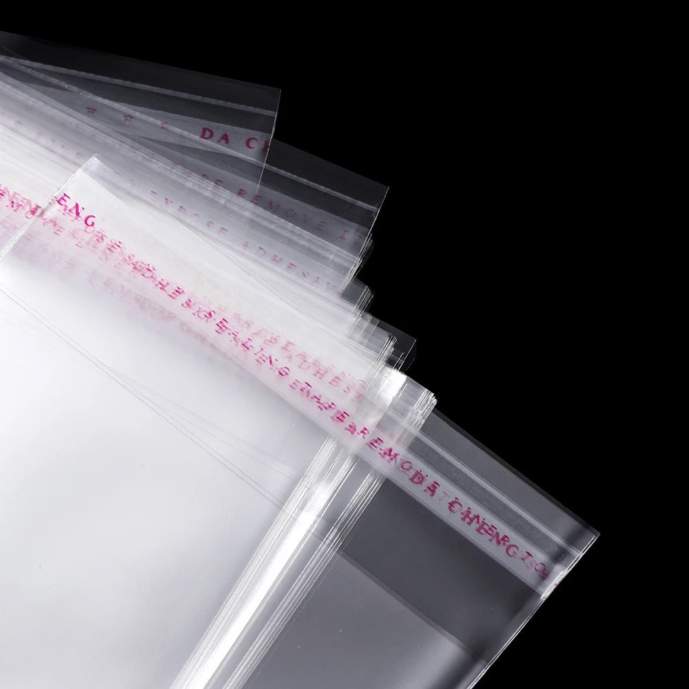 100pcs/lot Transparent Self Adhesive Seal Bags OPP Plastic Cellophane Bags Gifts Bag & Pouch Jewelry Packaging Bags