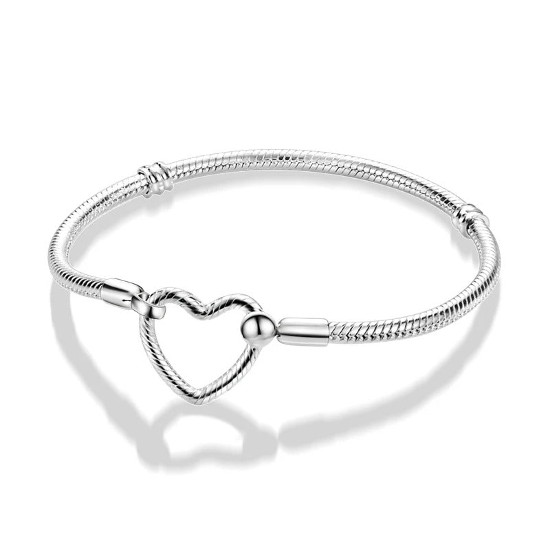 925 Silver Heart Snake Chain Bracelet For Women Infinite Knot Butterfly Infinity Clasp Femme Bracelet Bangles Luxury Jewelry