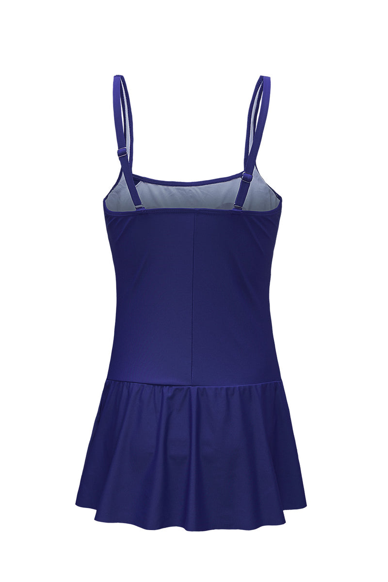 Blue Padded Push up One Piece Swimdress