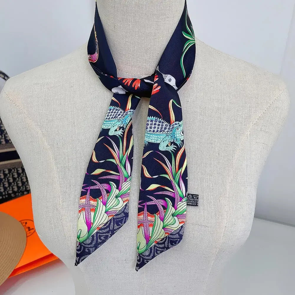 Summer New Animal Design Elephant Female Decoration Twill Long Ribbon Binding Bag Silk Ribbon Hair Belt Hot Selling Small Scarf