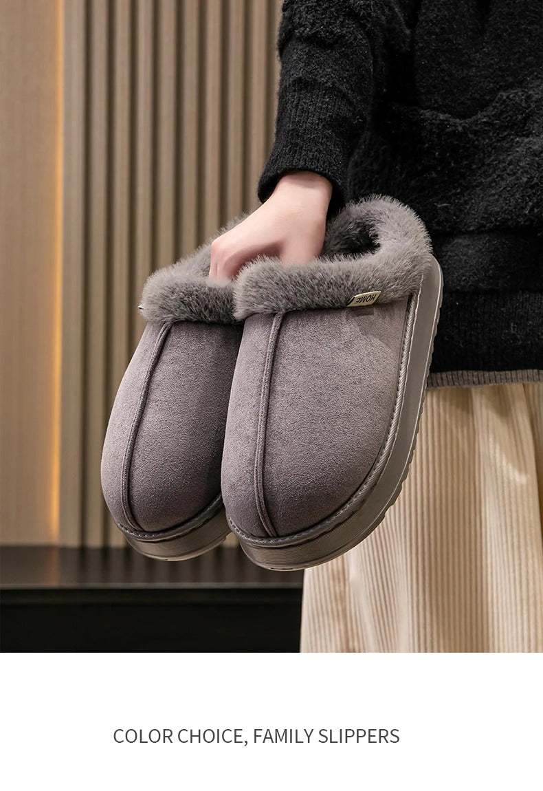 Fashion Women Fluffy Slippers for Autumn and Winter Indoor EVA Thick Sole Anti-Slip and Warm Unisex Slippers for Winter