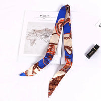 New Print Flower Small Scarf for Women Handle Bag Ribbons Brand Fashion Head Scarf Small Long Skinny Scarves Wholesale Headbands