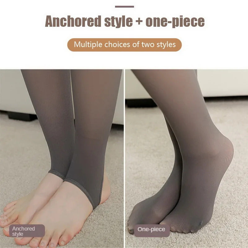 Winter Warm Thermal Pantyhose Seamless Translucent Fleece Slim Elasticity Tights Woman Push Up Thicken Stockings Streetwear