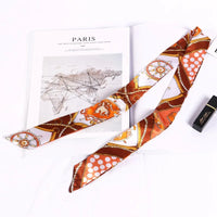 New Print Flower Small Scarf for Women Handle Bag Ribbons Brand Fashion Head Scarf Small Long Skinny Scarves Wholesale Headbands