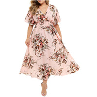 2024 Plus Size 3XL 4XL 5XL Women Dress Floral Chiffon Flower Dress Loose Bohemian Beach Summer Dresses Urban Gypsy Ropa Vestidos