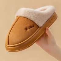 New Winter Cosy Warm Couple Style Concise Fluffy Slippers Women Men Non-slip Soft Slides Indoor Mule Ladies' Home Cotton Shoes