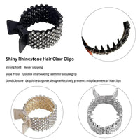 Fashion Pearl Rhinestone Metal Hair Clip Women Girls Mini High Ponytail Holder Crystal Hair Claws Elegant Party Headdress