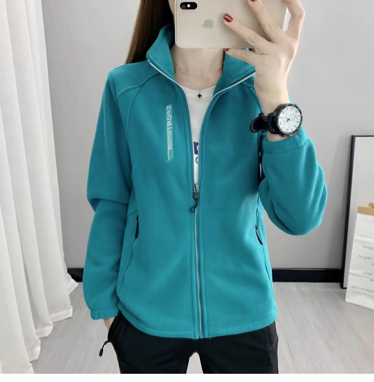 Plus Size Autumn Winter Polar Fleece Warm Coat Women Sweatshirt Outdoor Sports Casual Zipper Cardigan Jacket Top Slim Teenagers