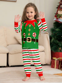 Christmas Family dress Christmas elements clothing for boys girls Adult baby set Halloween fun printed green stripe family dress