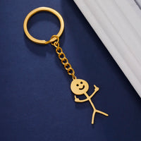 Skyrim Hip Hop Fxck You Funny Doodle Pendant Keychain Holder Stainless Steel Middle Finger Stickman Keyring Car Key Chains Gift