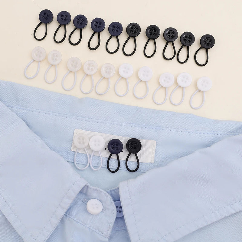 Collar Extenders Buttons for Jeans Pants Waist Stretch Shirt Suit Tie Neck Expanders Flexible Reusable Unisex Buckle Accessories