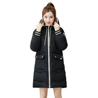 2023 New Women Long Down Cotton Jacket Korean Loose Cotton Coat Winter Thicken Warm Women Parkas Winter Female Hooded Coat