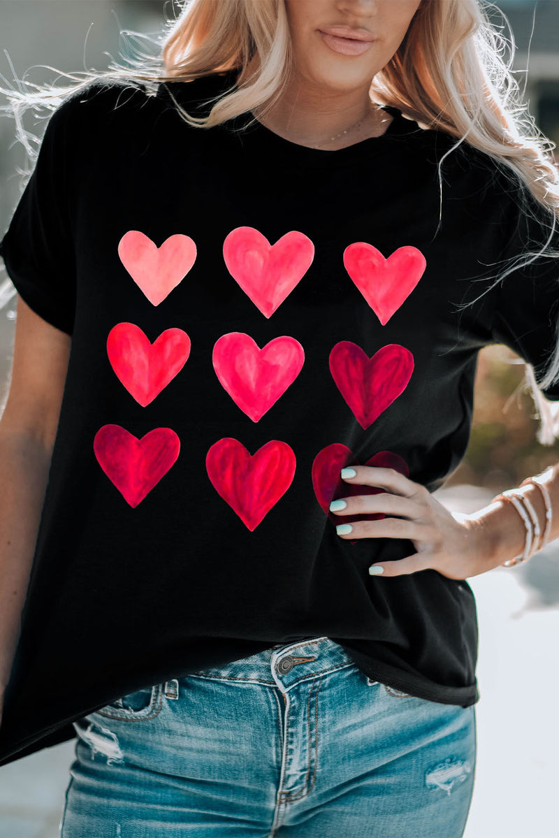 Black Valentine's Day Heart Graphic Tee