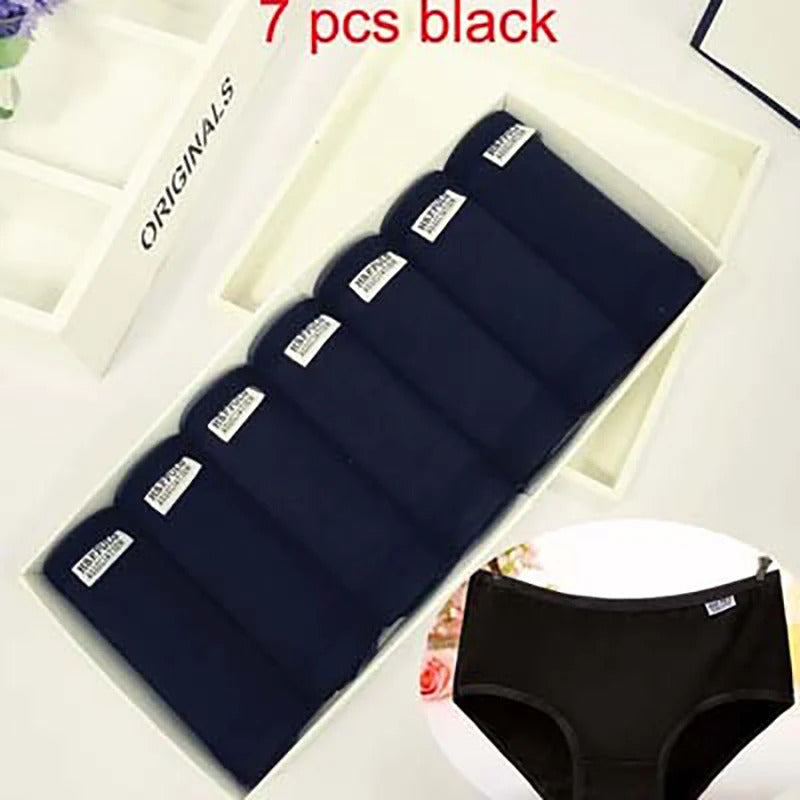 7Pcs For Woman Cotton Underpants Sexy Soft Breathable Briefs Female Panties Girls Cute Solid Color Underwear Women Panties Hot