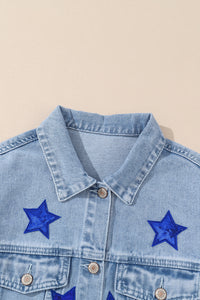 Bluing Sequin Star Flap Pocket Denim Jacket