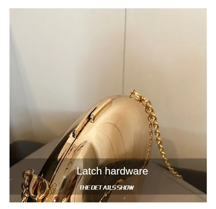 Designer Acrylic Shell Shape Clutch Bag Gold Silver Women Evening Party Bag Cute Shiny Metal Shoulder Crossbody Bags Small Purse