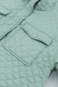 Gray Quilted Pocketed Zip-up Cropped Jacket