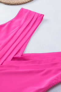 Rose V Neck Pleated Backless Cap Sleeve Top