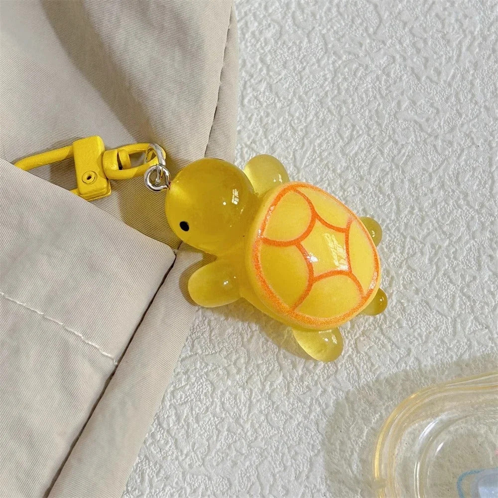 Cute Glow in The Dark Turtle Keychain for Women Girls Backpack Pendant Colorful Tortoise Keyring Student DIY Accessories Gift