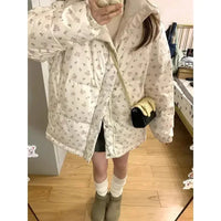 Gagaok Winter Coat Korean Fashion Parkas Sweet Floral Printed Stand Collar Warm Jackets Female Gentle Ropa De Invierno Mujer