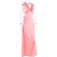 Mozision Satin Bow Backless Sexy Maxi Dress For Women Gown Fashion V Neck Sleeveless Club Party Evening Dress Elegant