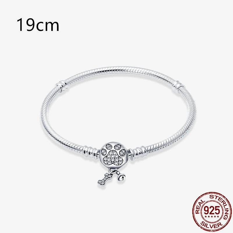 2024Hot Sale Heart Zircon Snake Chain Charm Beads Bracelet Women 925 Silver Original Pendant Bead DIY Jewelry Fine Festival Gift