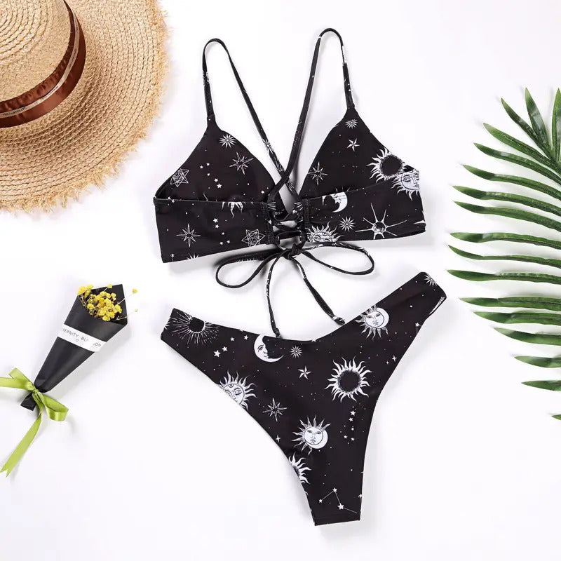 Sunflower Printed Bikini Set Sexy Swimwear Women 2025 Mujer Push Up Padded Biquini Bathers Bandage Bathing Suit Swimsuit Bikini