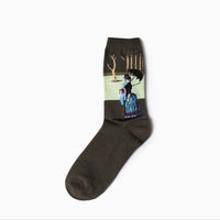 Autumn winter Retro Women Art Van Gogh Mural World Famous Oil Painting Series Men Socks Funny Socks