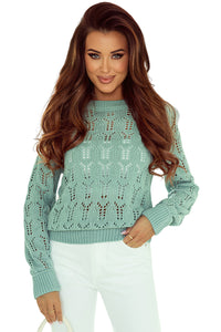 Green Sheer Knitted Pointelle Sweater