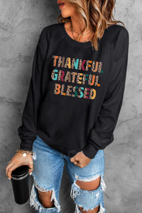 Black Leopard TANKFUL GRATEFUL BLESSED Graphic Sweatshirt