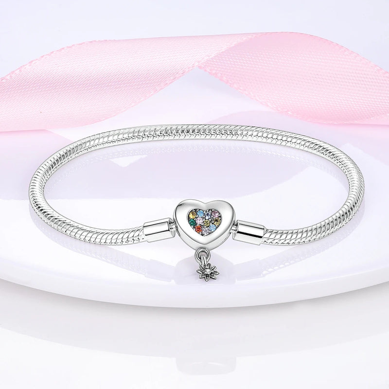 Silver Plated Stars Heart Shape Butterflies Clover Clasp Bracelet for Women Fit Original Charms Beads DIY Making Gift