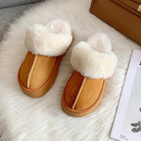 Fur Slippers Women Winter Plush Sandals  Luxury Slip on Platform Slides Female Thick Sole Designer Cotton Home Shoes