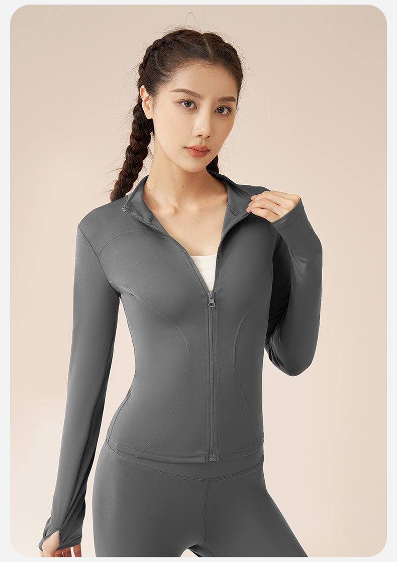 S-3XL Women's Tracksuit Jacket Slim Fit Long Sleeved Fitness Coat Yoga Tops With Thumb Holes Gym Jacket Workout Sweatshirts2024