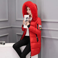 2024 Winter Women Parka Coats Long Cotton Casual Fur Hooded Jackets Thick Warm Slim-fit Jacket Female Overcoat Clothing