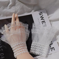 1Pair Spring Autumn Detachable Sleeve Cuffs Lace Cuffs Fake Sleeve Ruffles Elbow Sleeve Sun Protection Gloves Sweater Decorative