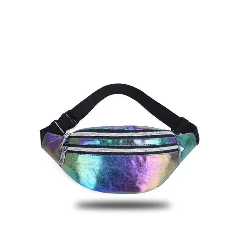 Holographic Fanny Pack Hologram Waist Bag Laser Beach Travel Banana Hip Bum Zip Waist Bags Women Belt Bag For Girls