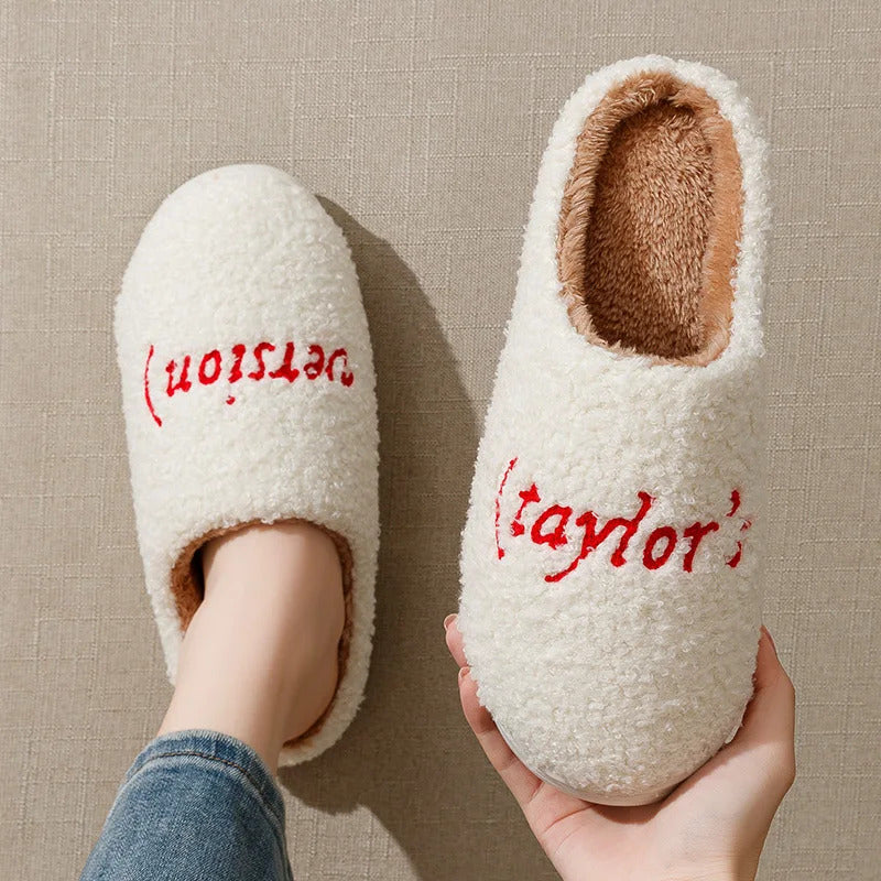 Taylor's Version Slippers Women Winter Indoor Warm Red Black Fashion Comfortable Embroidered Letters Girls Gift Home Shoes