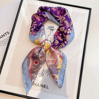 2024 New Silk Square Hair Scarf Foulard Pashmina Shawls Wraps Neck Scarves Women Floral Bandana Headbands Floral Bufandas Female